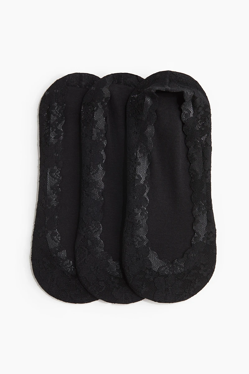 3-Pack No Show Lace Socks