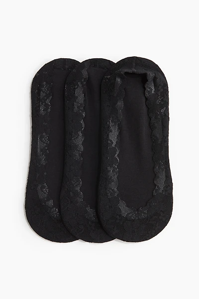 3-Pack No Show Lace Socks