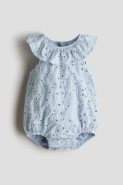 Eyelet-Embroidered Romper Suit
