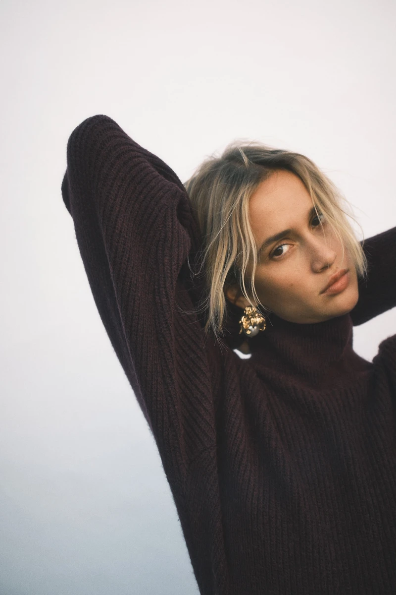 Rib-Knit Shoulder-Pad Dress