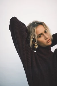 Rib-Knit Shoulder-Pad Dress