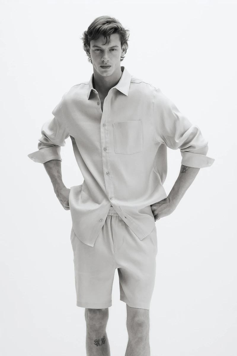 Easy-Care Relaxed-Fit Linen-Blend Shorts