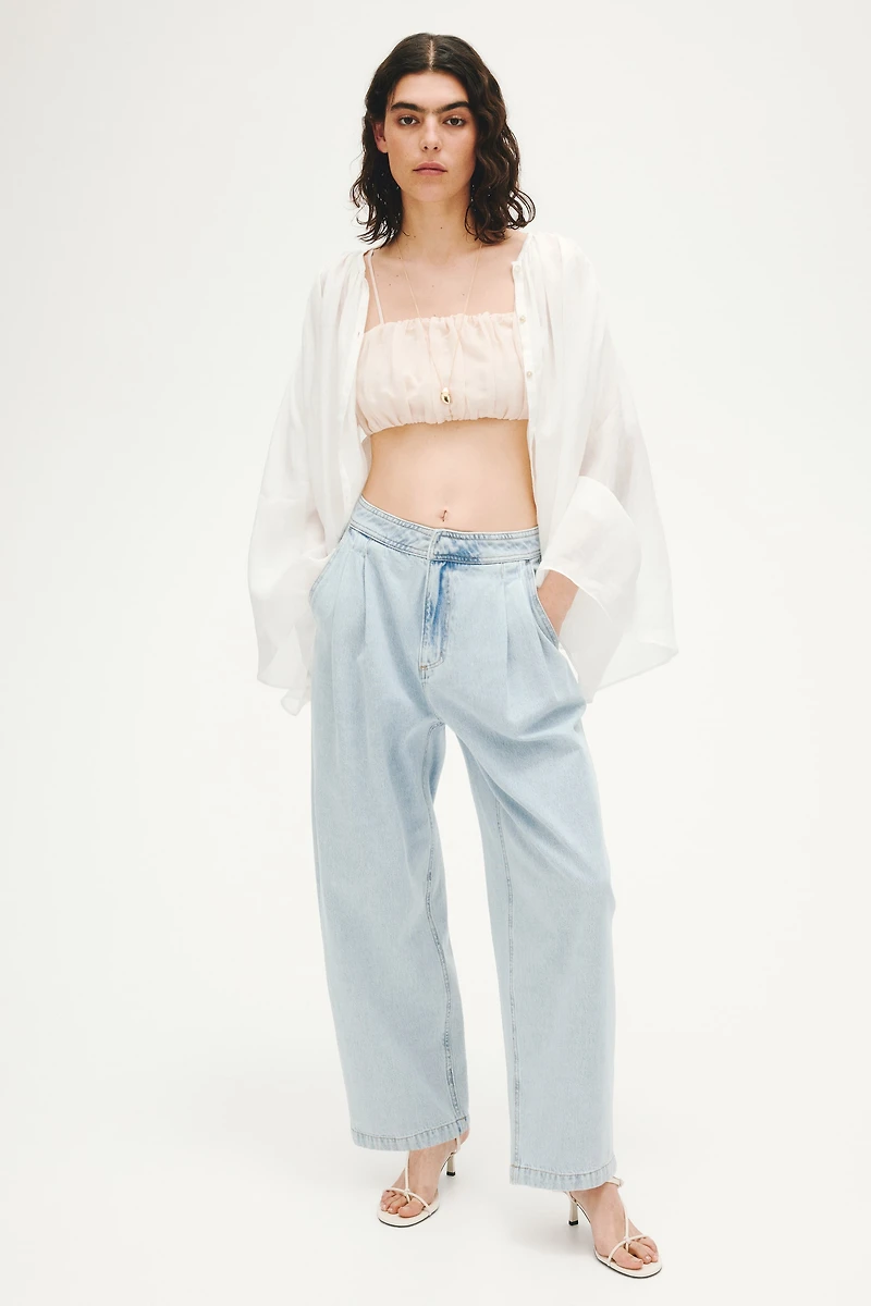 High-Waist Barrel Ankle Jeans