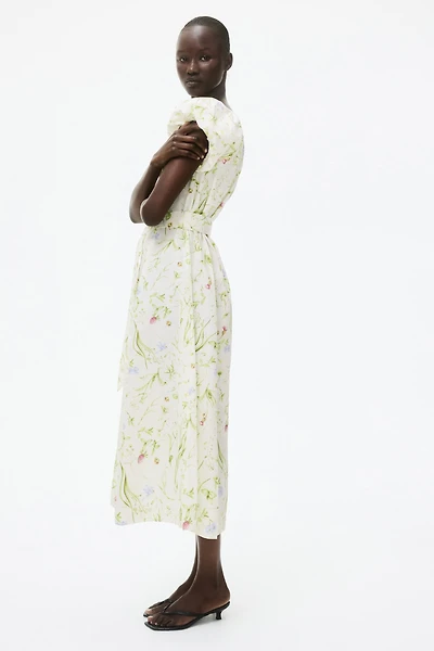Robe en popeline à manches bouffantes