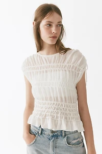 Smocked Fine-Knit Top