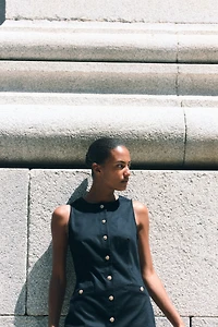 Button-Front Twill Dress