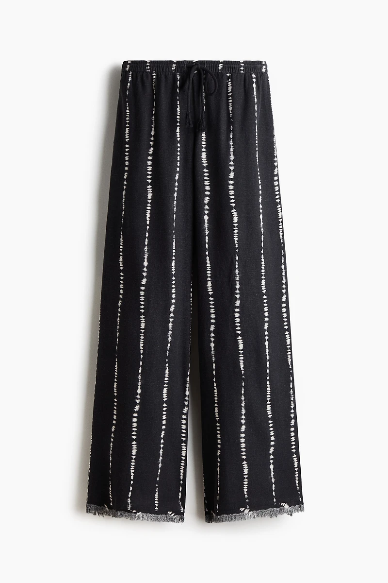 Linen-Blend Drawstring Pants