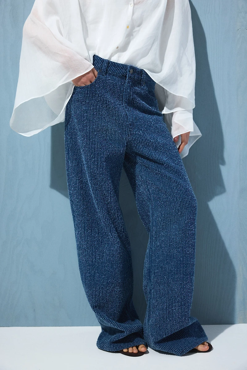 Bouclé Bootcut High Waist Jeans