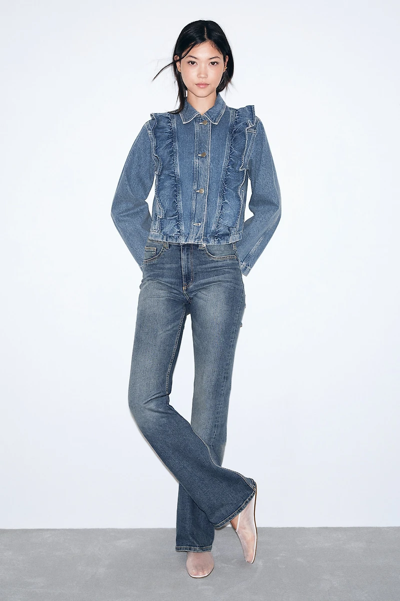 Ruffle-Trimmed Denim Jacket