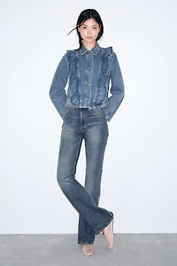 Ruffle-Trimmed Denim Jacket