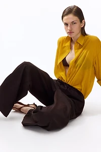 Wide-Cut Paper-Bag Pants