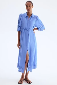 Shirt Dress with Eyelet Embroidery