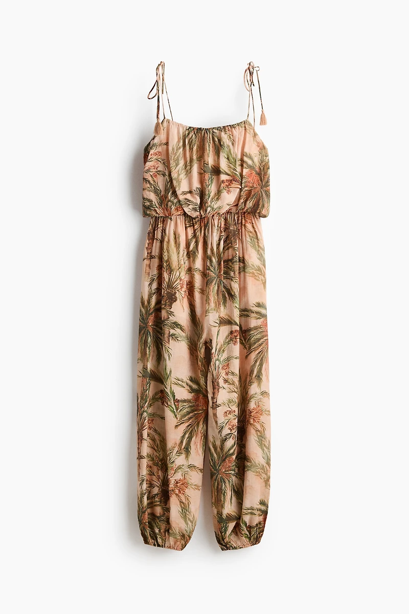 Balloon-Leg Tie-Strap Jumpsuit