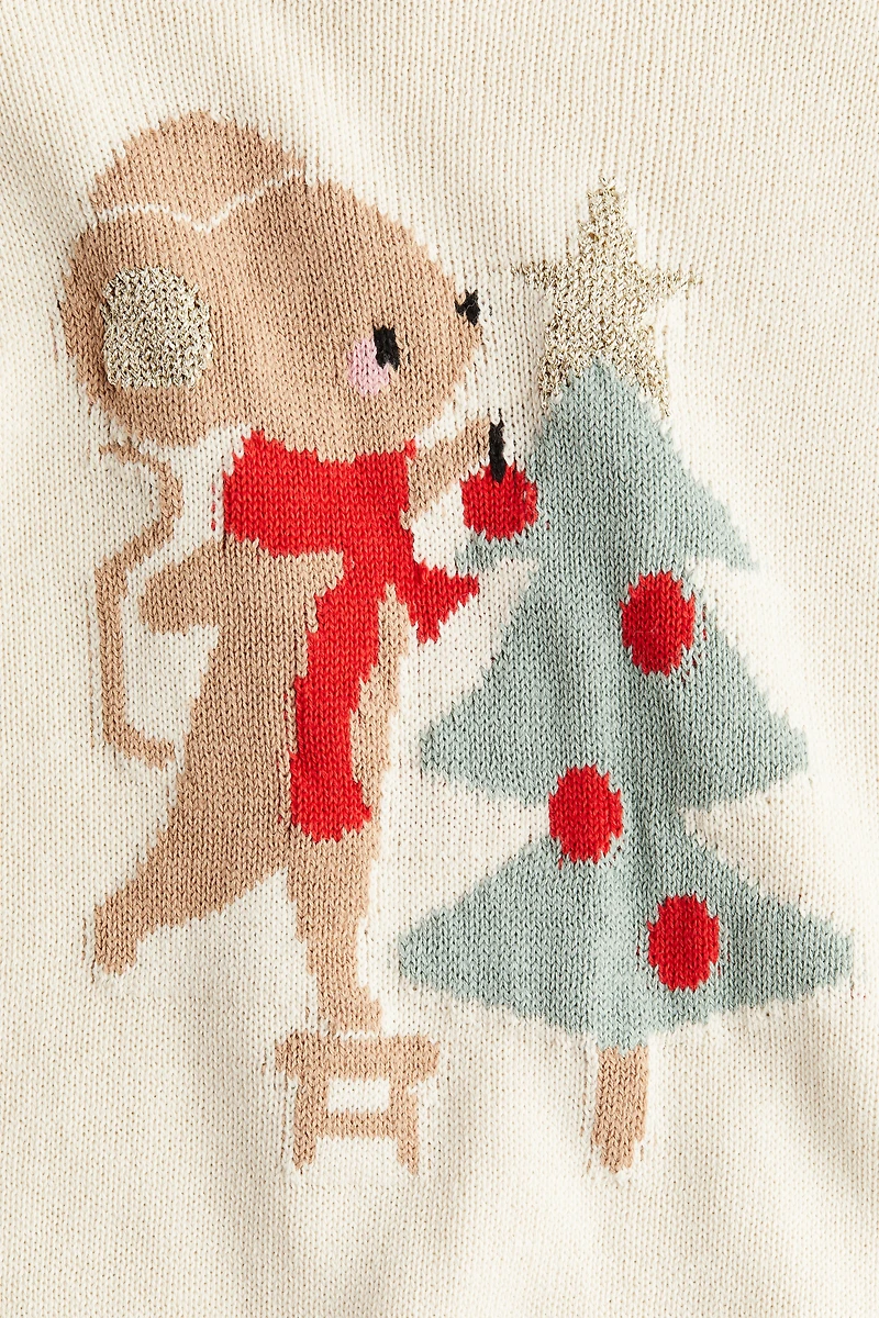 Jacquard-Knit Cotton Sweater