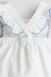 Ruffle-Trimmed Cotton Romper Suit