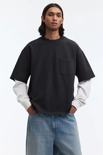 T-shirt à effet superposé ample en coton