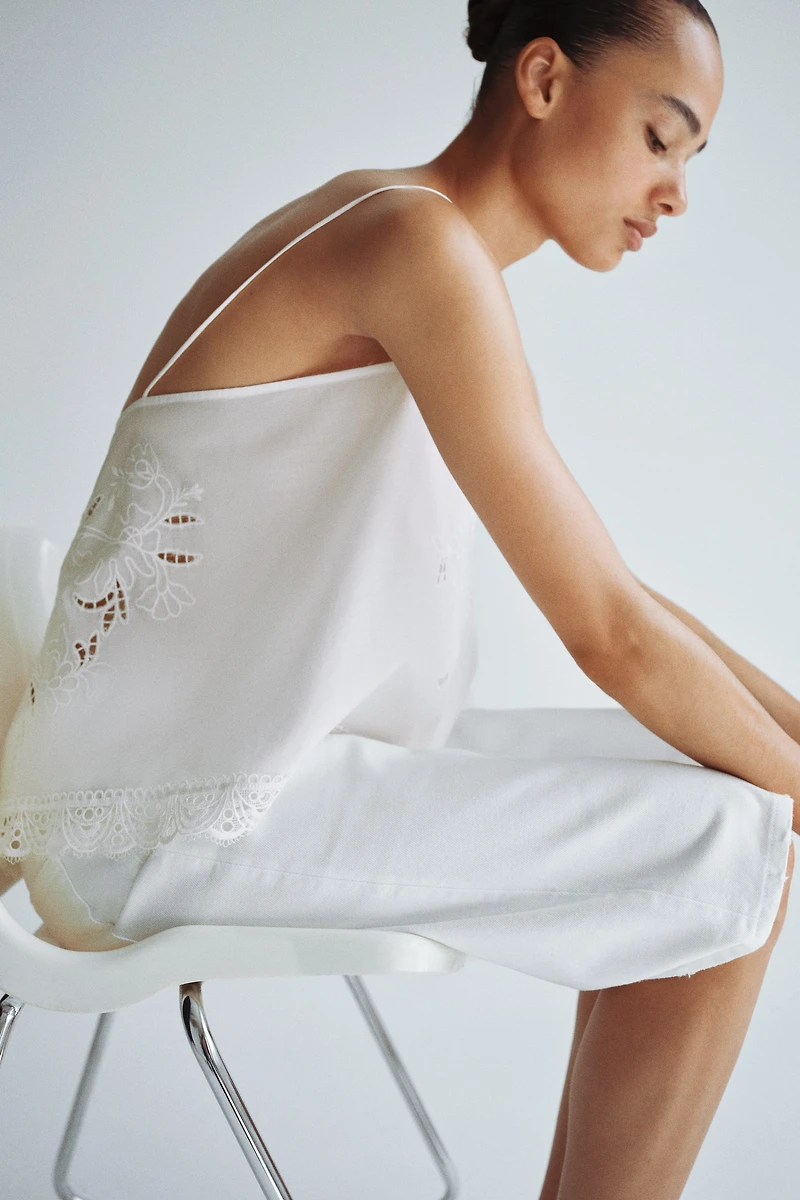 Lace-Trimmed Wrap Top