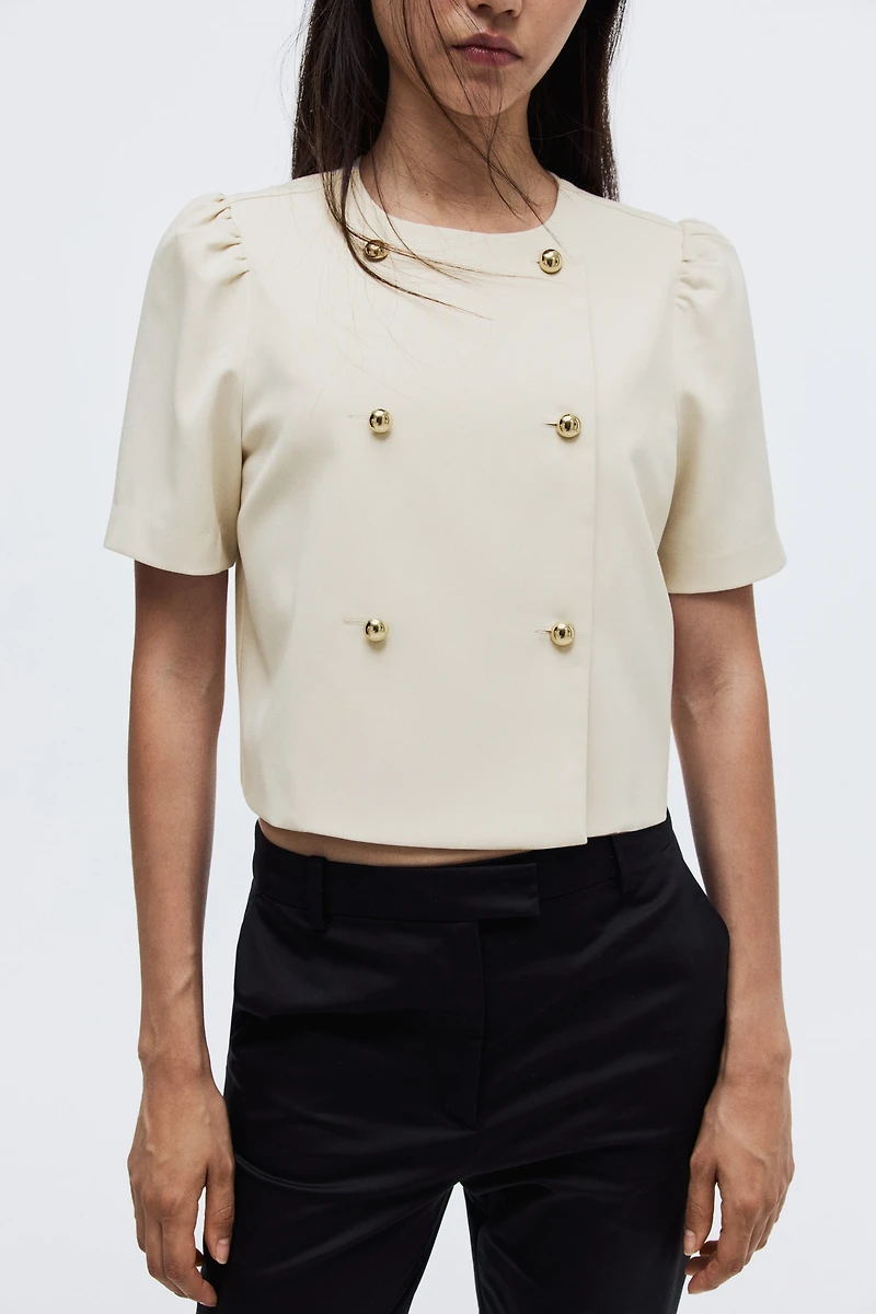 Puff-Sleeved Twill Jacket