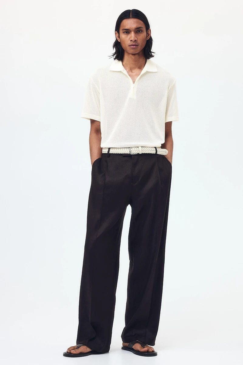 Regular-Fit Open-Knit Polo Shirt