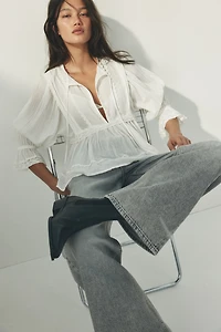 Blouse en coton avec dentelle