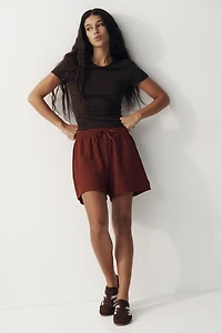Textured Jersey Drawstring Shorts
