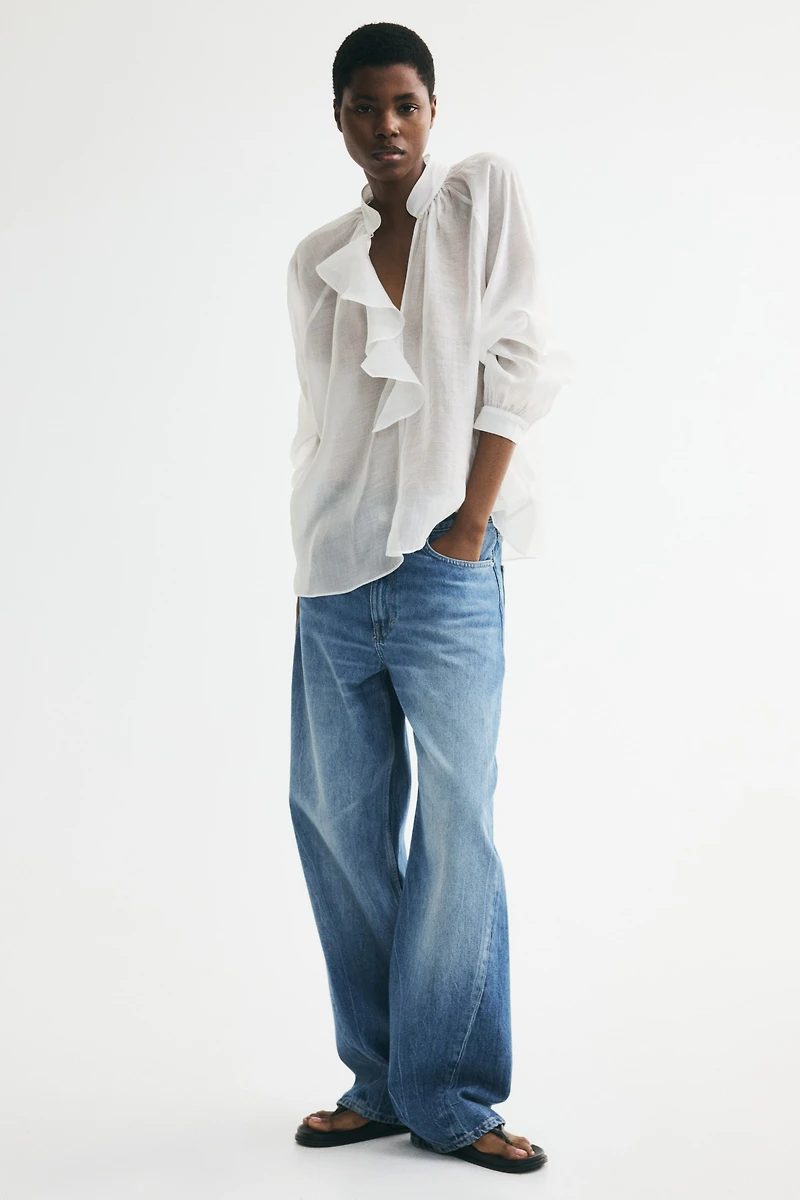Blouse à volant en lyocell mélangé