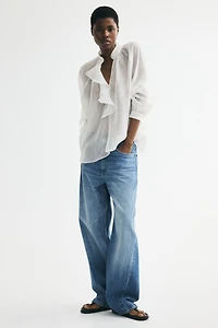 Blouse à volant en lyocell mélangé
