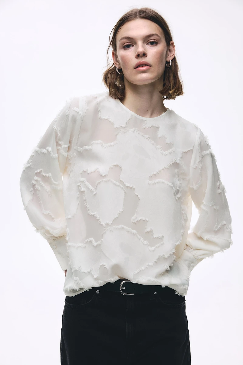Jacquard-Weave Blouse