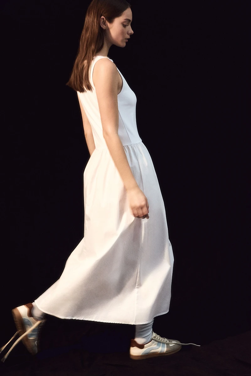 Sleeveless Dress with Flared Skirt