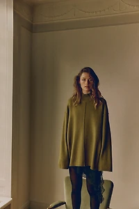 Seam-Detail Mock Turtleneck Sweater