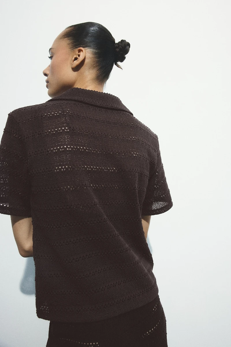 Crochet-Look Polo Shirt
