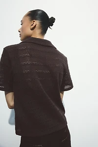 Crochet-Look Polo Shirt