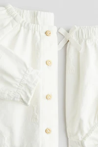 2-Piece Embroidered-Detail Cotton Set