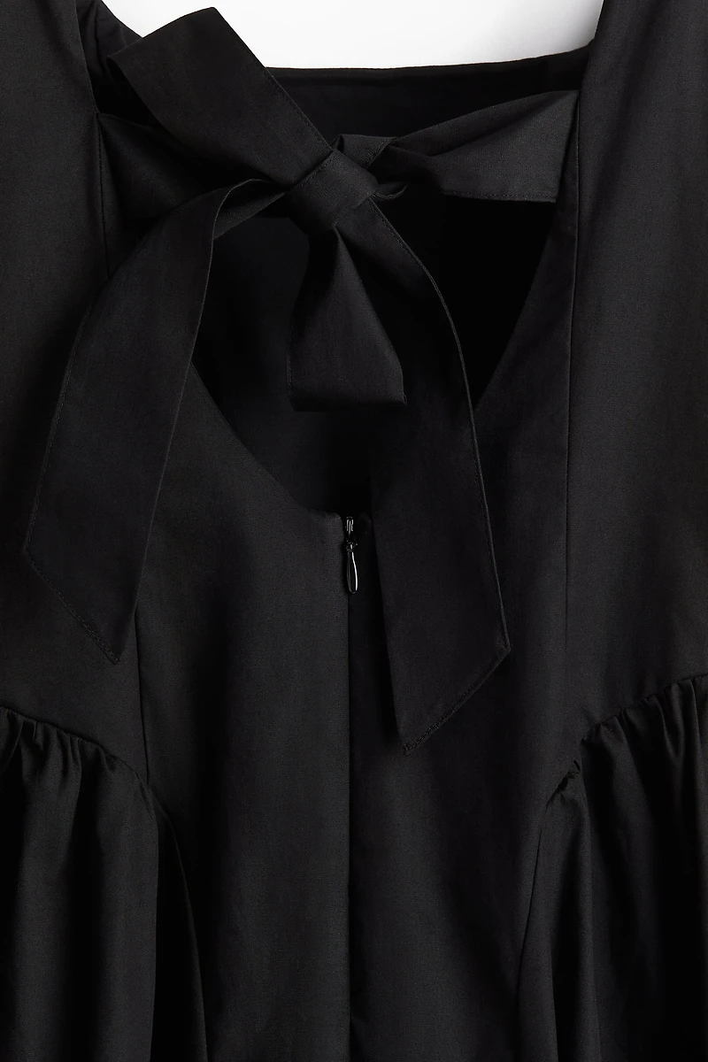 Tie-Back Poplin Dress