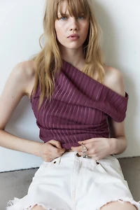 Textured One-Shoulder Top