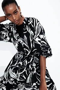 Voluminous Tie-Belt Dress