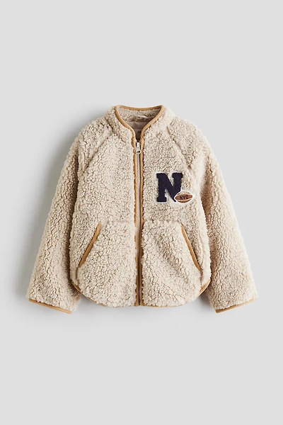 Appliquéd Teddy Fleece Jacket