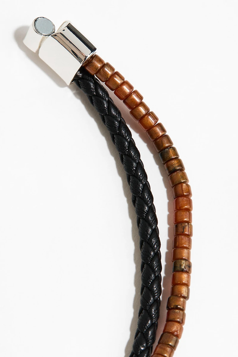 Bracelet à deux rangs avec perles fantaisie