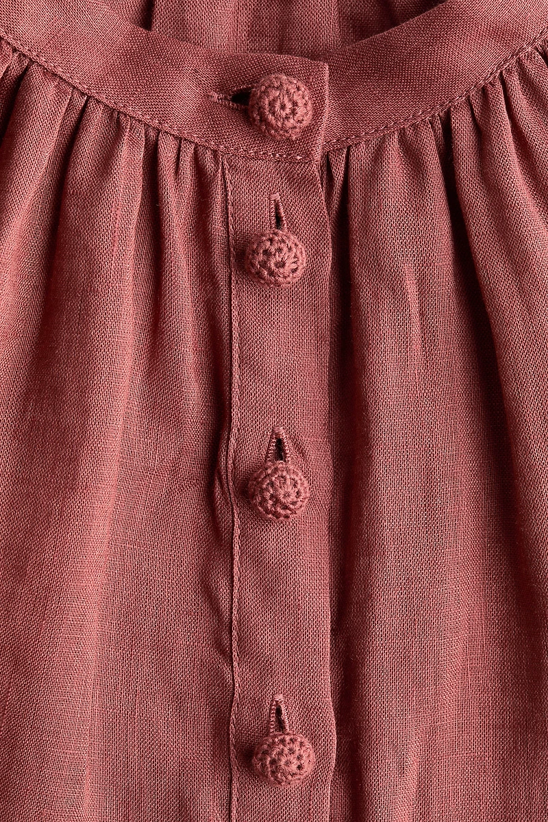 Linen Blouse with Eyelet Embroidery