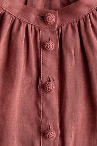 Linen Blouse with Eyelet Embroidery