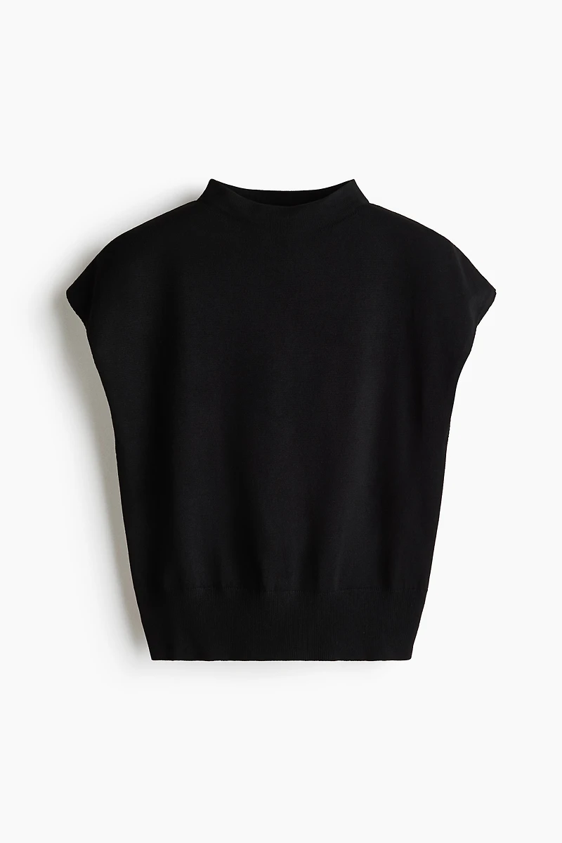 Cap-Sleeved Fine-Knit Top