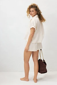 Short de plage en lin