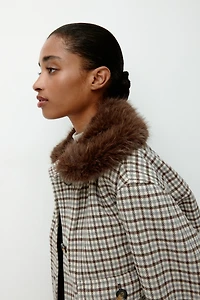 Twill Jacket with Fluffy Collar