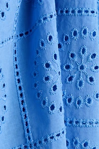Eyelet-Embroidered Tie-Shoulder-Strap Dress