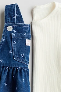 2-Piece Overall Dress and Top Set