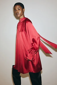 Scarf-Detail Satin Dress