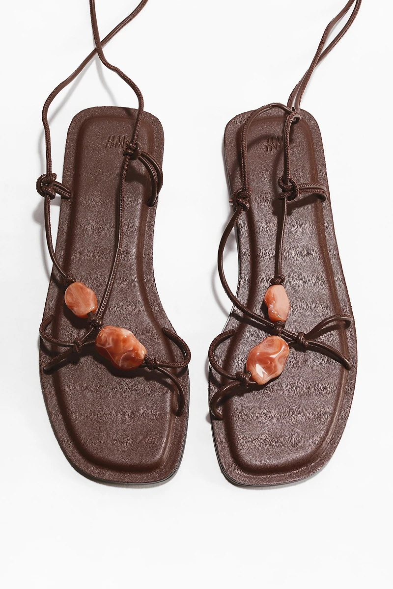 Bead-Detail Strappy Sandals