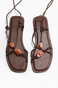 Bead-Detail Strappy Sandals