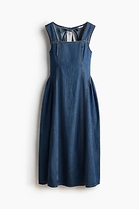 Flared-Skirt Twill Dress
