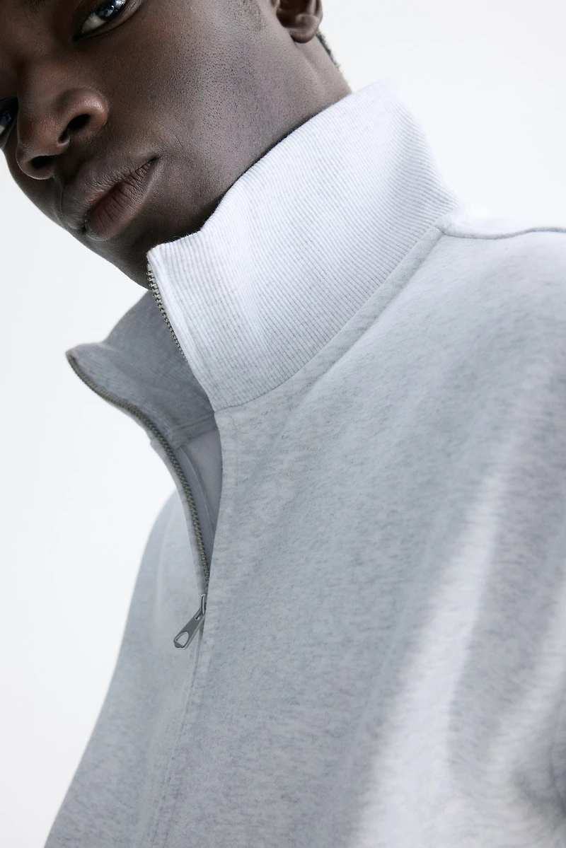 Loose-Fit Boxy Sweatshirt Jacket